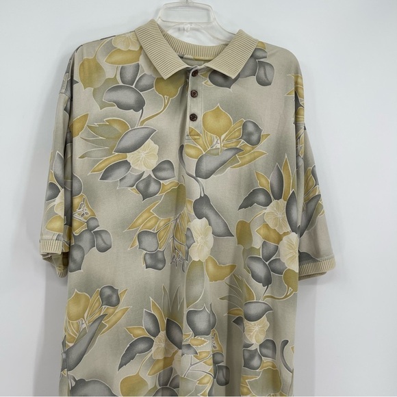 TOMMY BAHAMA Green Silk Blend Floral Polo Shirt Men's Size XL Short Sleeves - Picture 6 of 11